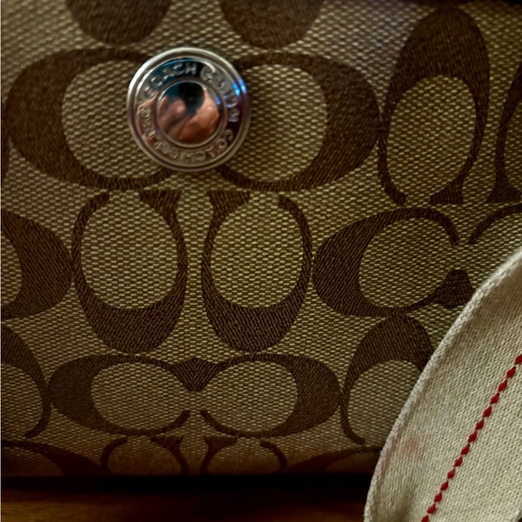 Coach Heritage Stripe Satchel Red leather accents Lot of wear Restoration bag - Picture 9 of 14